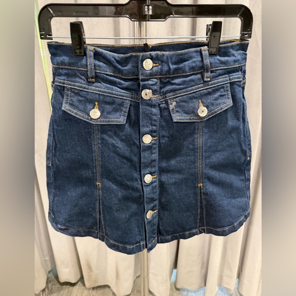 Maje Dark Blue Button-Front Mini Skort - Picture 2 of 3